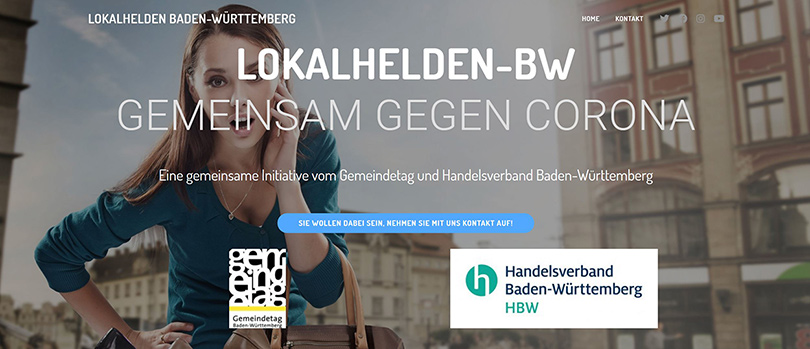 Frau mit Einkaufstaschen - Titelbild der Webseite www.lokalhelden-bw.de 